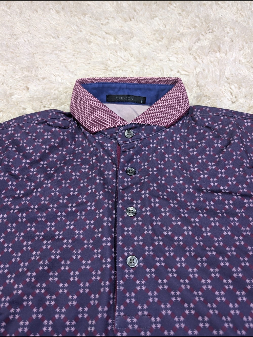 Greyson Men's Purple Patterned Button-Down with Pink Contrast Collar